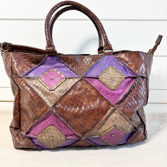 Jessica Simpson Handbags - Jessica Simpson Vintage‎  Leather Brown & Purple Bag, Shoulder Bag